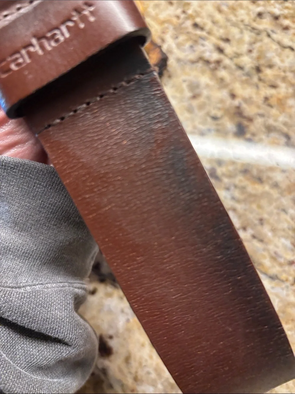 Genuine Brown Leather Men’s Belt - Stitched Detail